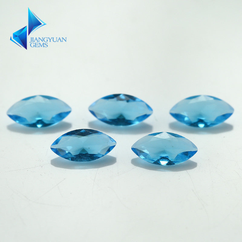 Size 3x6~8x16mm Marquise Cut Dark Sea Blue Glass Stone Loose Synthetic Gemstone for Jewelry