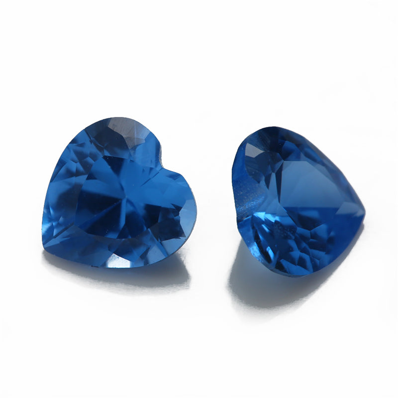 Size 3x3~10x10mm Heart Cut 109# Color Blue Stone Loose Spinel Synthetic Gemstone for Jewelry
