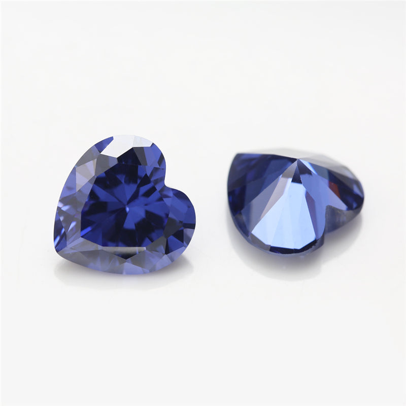 Size 3x3-10x10mm 5A Heart Cut Tanzanite Color CZ Stone Loose Cubic Zirconia Synthetic Gemstone for Jewelry