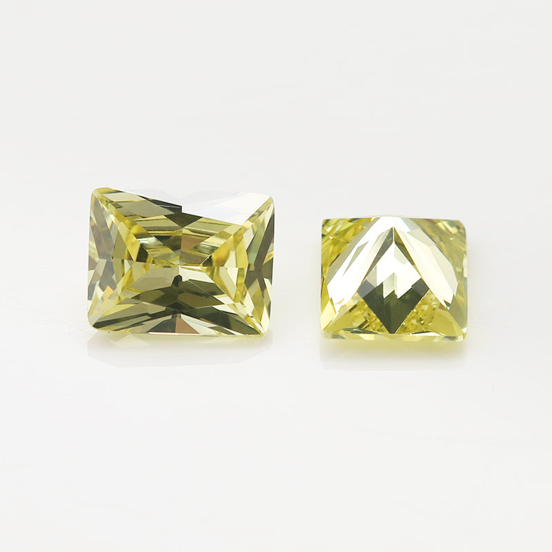50pcs 3x5-9x11mm 5A Rectangle Cut Olive Yellow CZ Stone Loose Cubic Zirconia Synthetic Gemstone for Jewelry