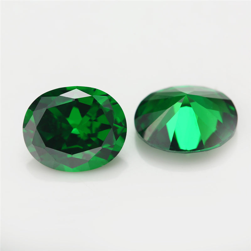Size 3x5~10x12mm 5A Oval Cut Green CZ Stone Loose Cubic Zirconia Synthetic Gemstone for Jewelry