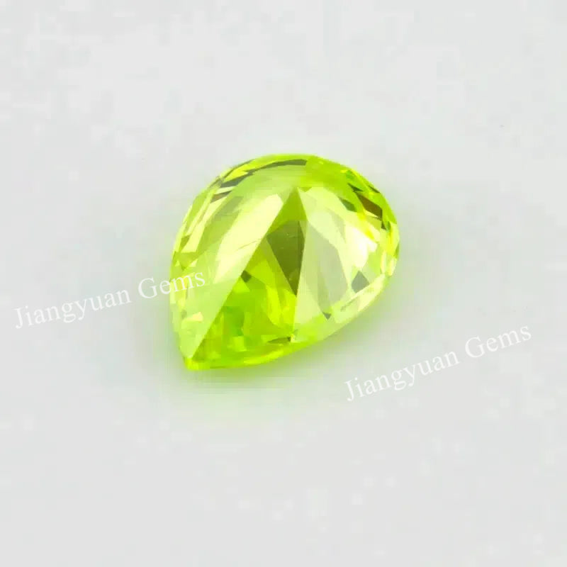 Size 3x5mm~10x12mm 5A Pear Cut Apple Green Cubic Zirconia Stone Loose CZ Synthetic Gemstone for Jewelry Making