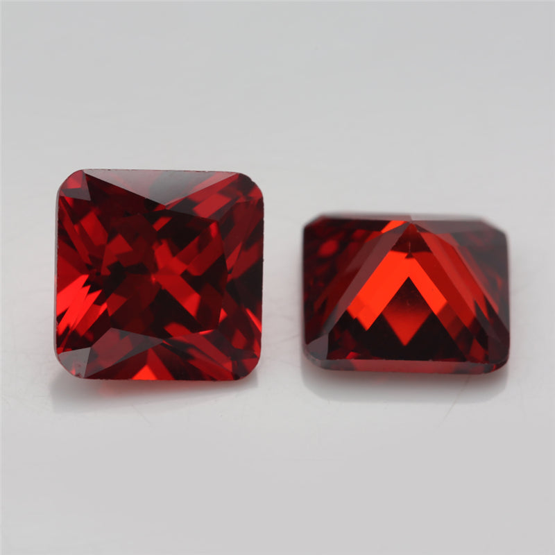 50pcs 3x3~10x10mm 5A Square Octangle Shape Garnet Color CZ Stone Loose Cubic Zirconia Synthetic Gemstone for Jewelry
