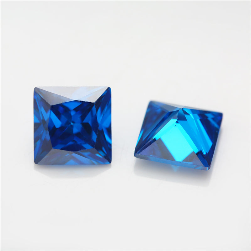 Size 3x3-10x10mm 5A Square Princess Cut Deep Sea blue CZ Stone Loose Cubic Zirconia Synthetic Gemstone for Jewelry Making