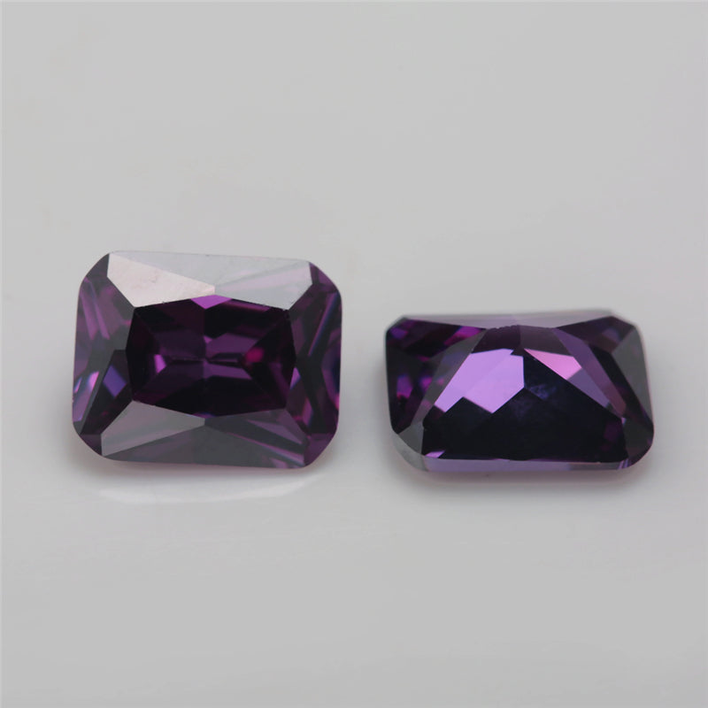 50pcs 4x6~10x12mm 5A Octangle Cut Amethyst Color CZ Stone Loose Cubic Zirconia Synthetic Gemstone for Jewelry