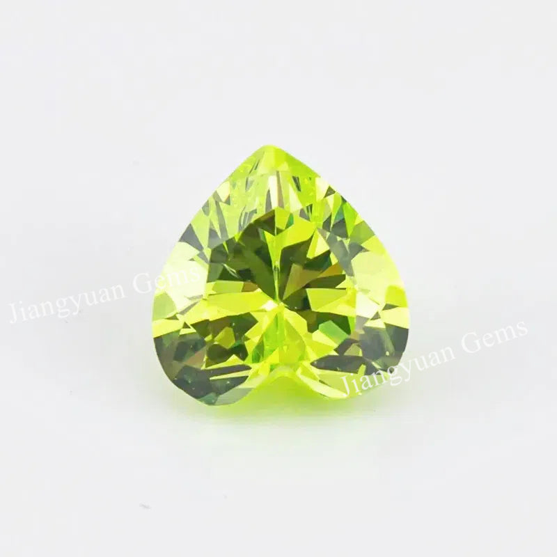 Size 3x3mm~10x10mm 5A Heart Cut Apple Green Cubic Zirconia Stone Loose CZ Synthetic Gemstone for Jewelry Making