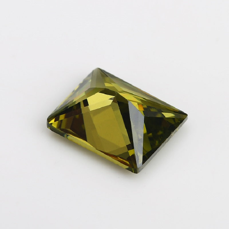 50pcs 3x5-10x12mm 5A Rectangle Cut Olive Green CZ Stone Loose Cubic Zirconia Synthetic Gemstone for Jewelry