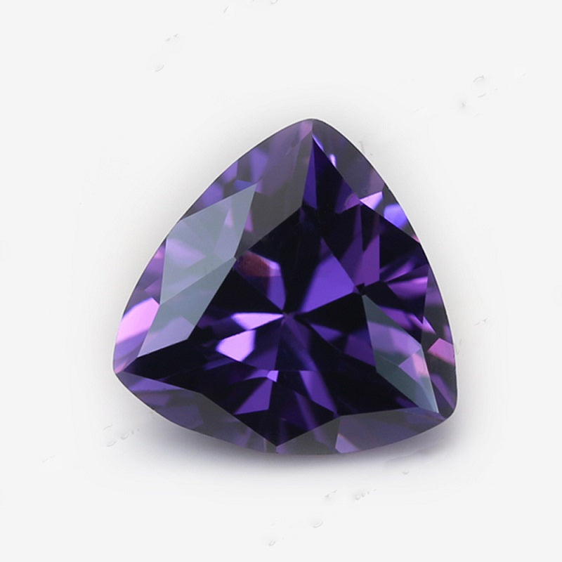 50pcs 3x3~10x10mm 5A Trillion Cut Cut Amethyst Color CZ Stone Loose Cubic Zirconia Synthetic Gemstone for Jewelry