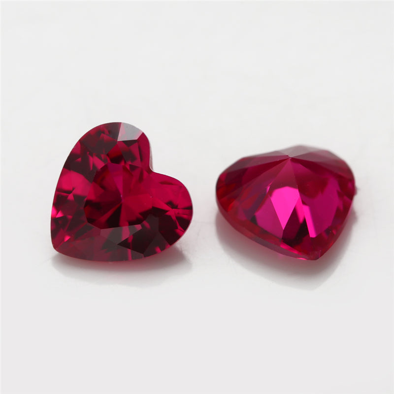 Size 3x3~10x10mm Heart Cut 5# Red Stone Loose Corundum Synthetic Gemstone for Jewelry