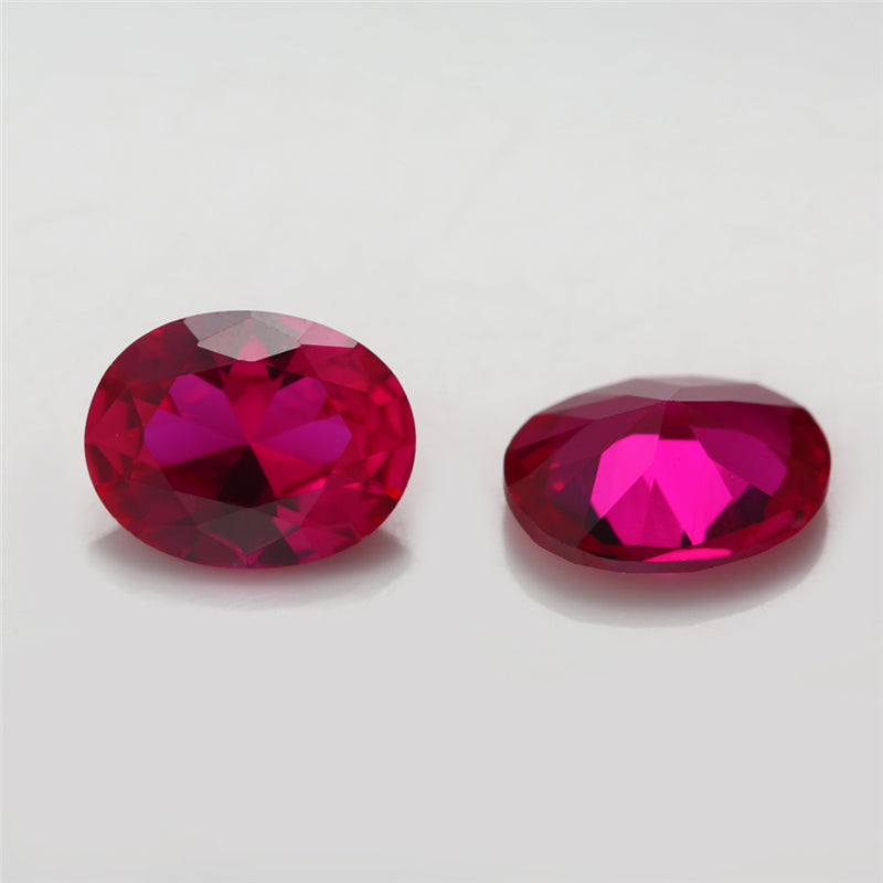 Size 3x5~13x18mm Oval Cut 5# Red Stone Loose Corundum Synthetic Gemstone for Jewelry