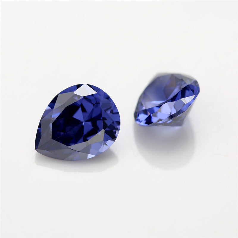 Size 3x5~10x12mm 5A Pear Cut Tanzanite Color CZ Stone Loose Cubic Zirconia Synthetic Gemstone for Jewelry