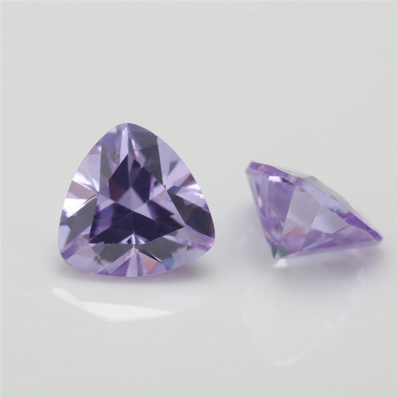 50pcs 3x3~10x10mm 5A Trillion Cut Cut Lavender Color CZ Stone Loose Cubic Zirconia Synthetic Gemstone for Jewelry