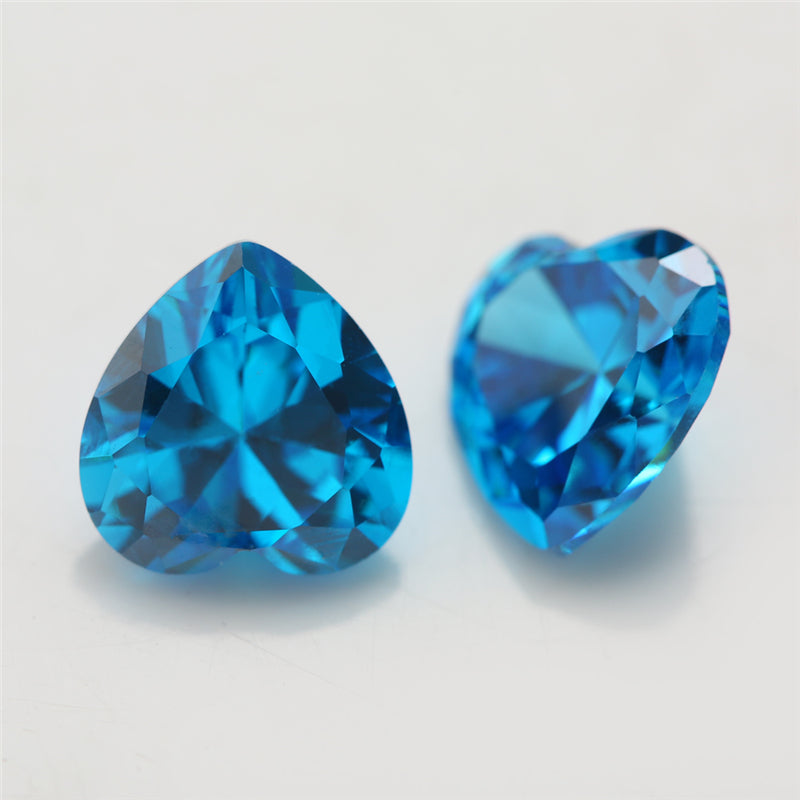 Size 3x3-10x10mm 5A Heart Cut Deep Sea blue CZ Stone Loose Cubic Zirconia Synthetic Gemstone for Jewelry
