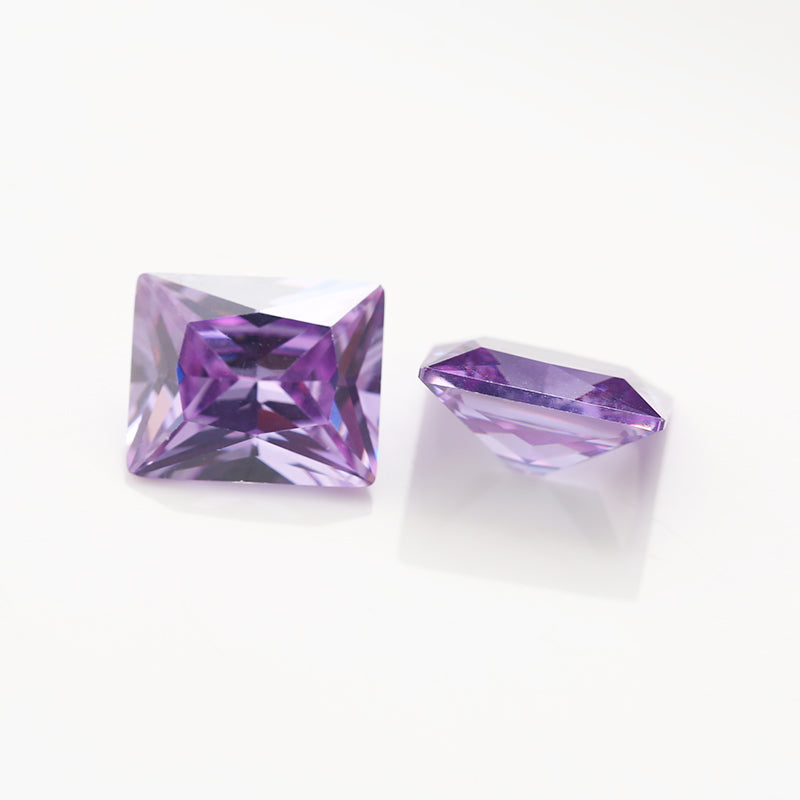 50pcs 3x5-10x12mm 5A Rectangle Cut Lavender Color CZ Stone Loose Cubic Zirconia Synthetic Gemstone for Jewelry