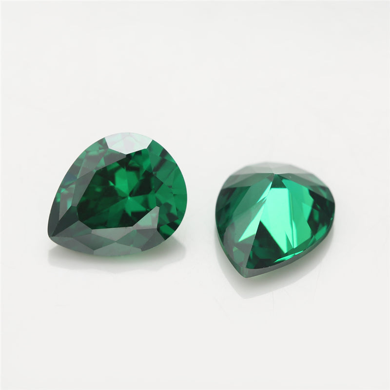 Size 3x5~10x12mm 5A Pear Cut Green CZ Stone Loose Cubic Zirconia Synthetic Gemstone for Jewelry