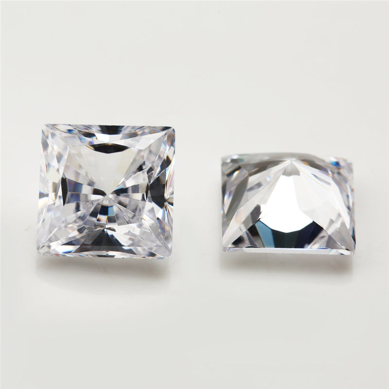 50pcs 4x4~8x8mm 5A Square Shape Radiant Cut White CZ Stone Loose Cubic Zirconia Synthetic Gemstone for Jewelry