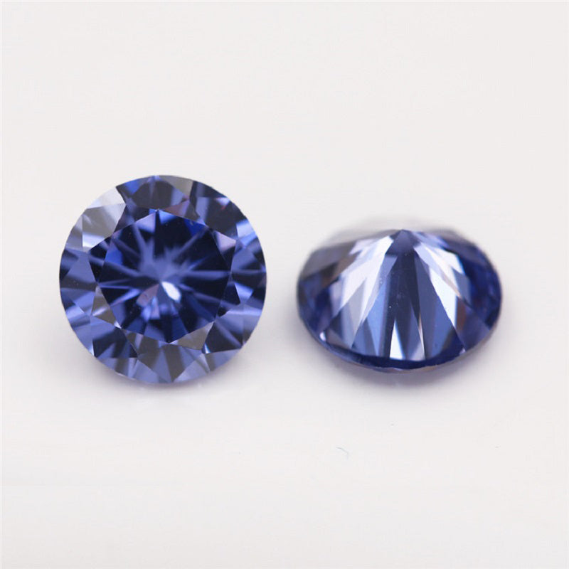 Size 1.0-10.0mm 5A Round Cut Tanzanite Color CZ Stone Loose Cubic Zirconia Synthetic Gemstone for Jewelry