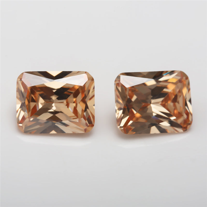 50pcs 4x6~10x12mm 5A Octangle Cut Champagne CZ Stone Loose Cubic Zirconia Synthetic Gemstone for Jewelry