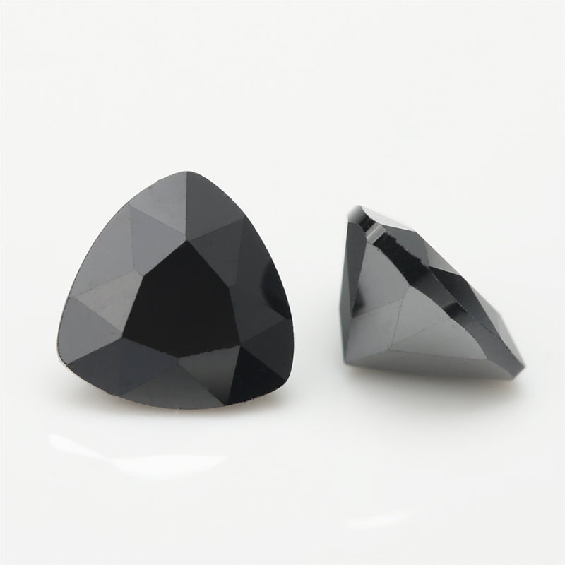 50pcs 3x3-10x10mm 5A Trillion Cut Cut Black CZ Stone Loose Cubic Zirconia Synthetic Gemstone for Jewelry