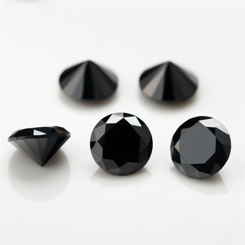 Size 0.8-12.0mm 5A Round Cut Black CZ Stone Loose Cubic Zirconia Synthetic Gemstone for Jewelry