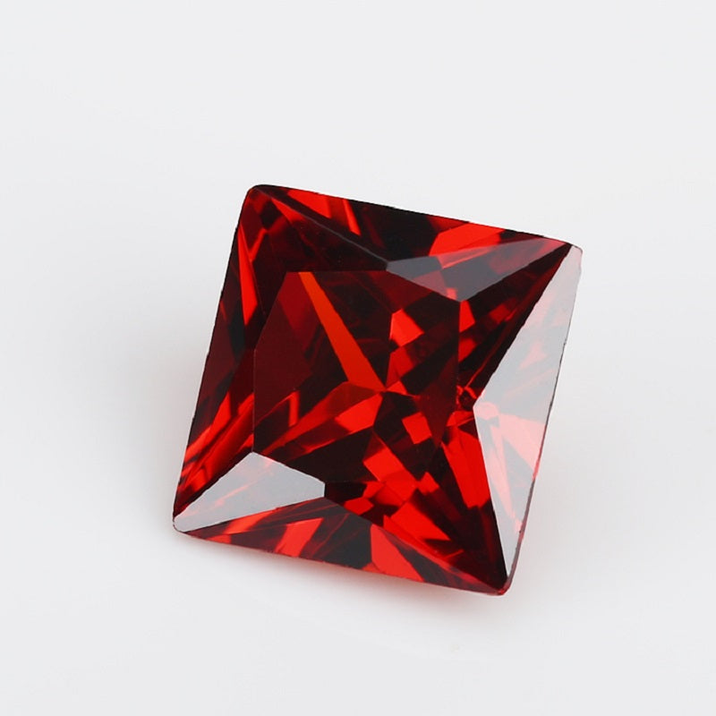 50pcs 1.5x1.5~10x10mm 5A Square Princess Cut Garnet Color CZ Stone Loose Cubic Zirconia Synthetic Gemstone for Jewelry