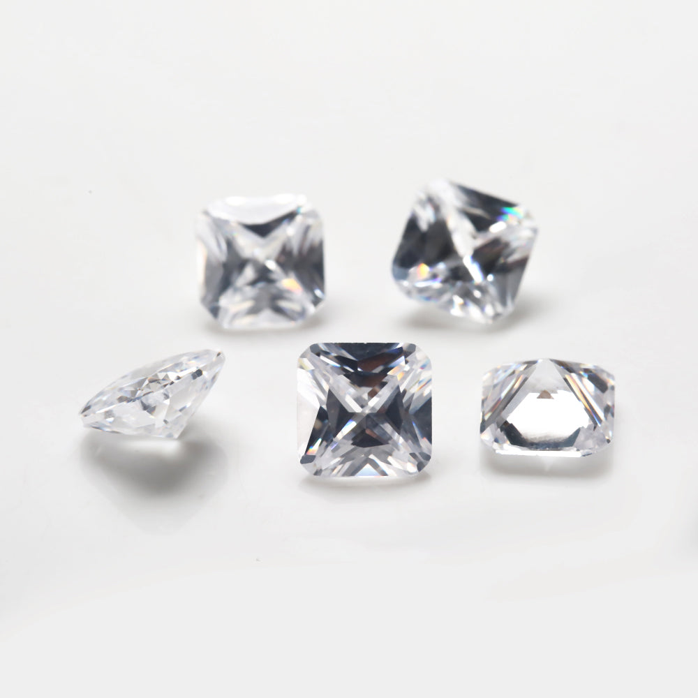 50pcs 3x3~10x10mm 5A Square Octangle Shape White CZ Stone Loose Cubic Zirconia Synthetic Gemstone for Jewelry