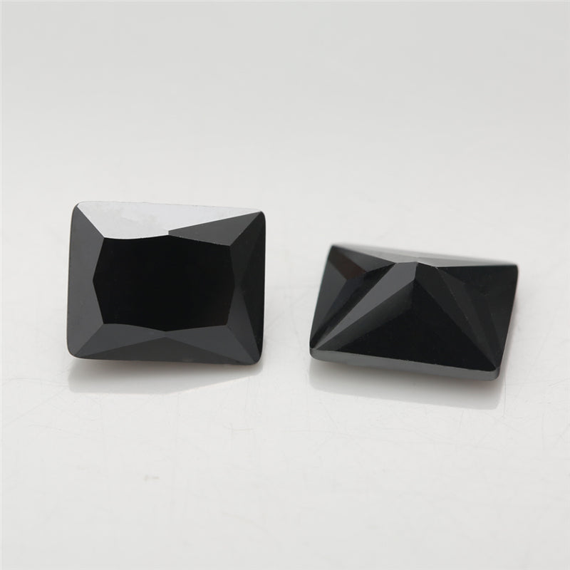 50pcs 3x5-10x12mm 5A Rectangle Cut Black CZ Stone Loose Cubic Zirconia Synthetic Gemstone for Jewelry