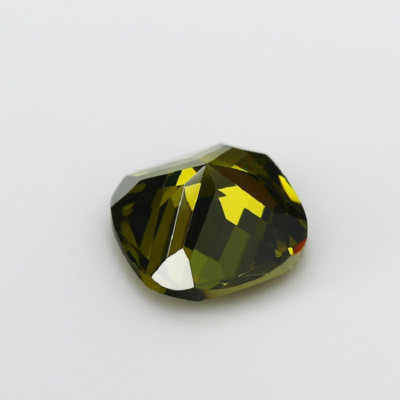 50pcs 4x4~10x10mm 5A Cushion Cut Olive Green CZ Stone Loose Cubic Zirconia Synthetic Gemstone for Jewelry