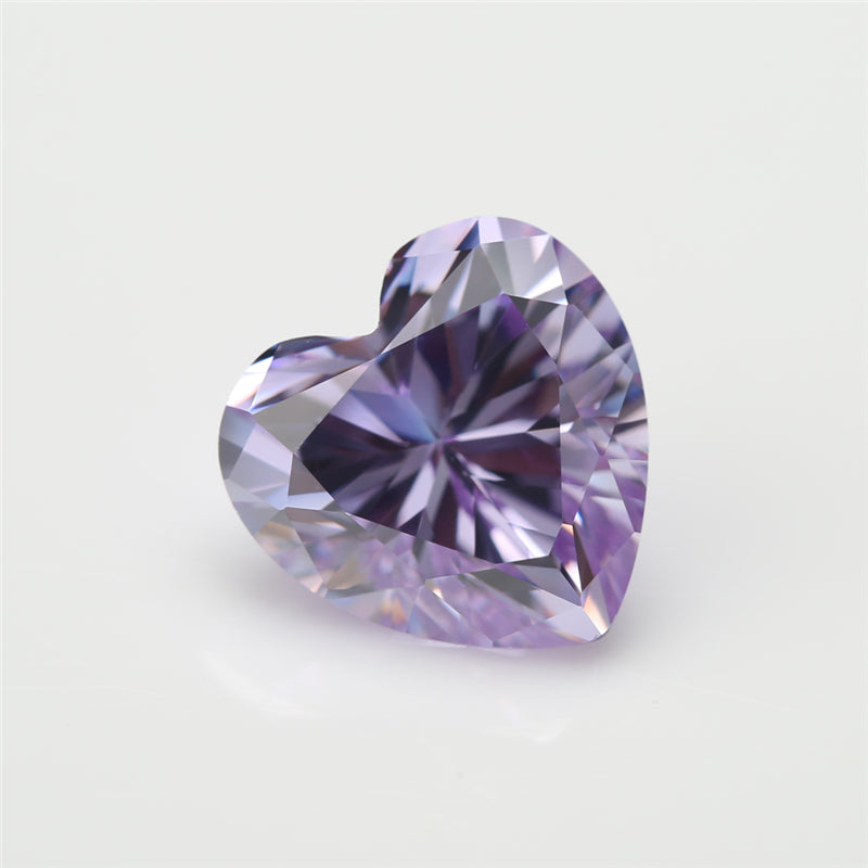 50pcs 3x3-10x10mm 5A Heart Cut Lavender Color CZ Stone Loose Cubic Zirconia Synthetic Gemstone for Jewelry