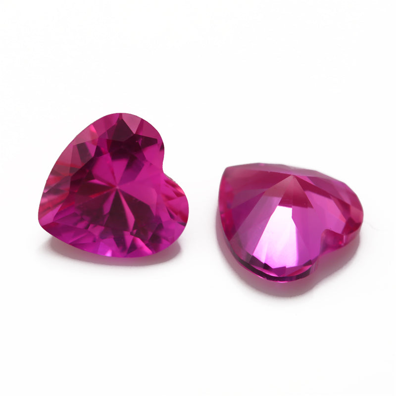Size 3x3~10x10mm Heart Cut 3# Red Stone Loose Corundum Synthetic Gemstone for Jewelry