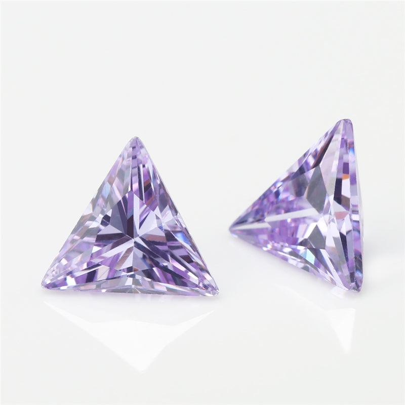 50pcs 3x3~10x10mm 5A Triangle Cut Cut Lavender Color CZ Stone Loose Cubic Zirconia Synthetic Gemstone for Jewelry