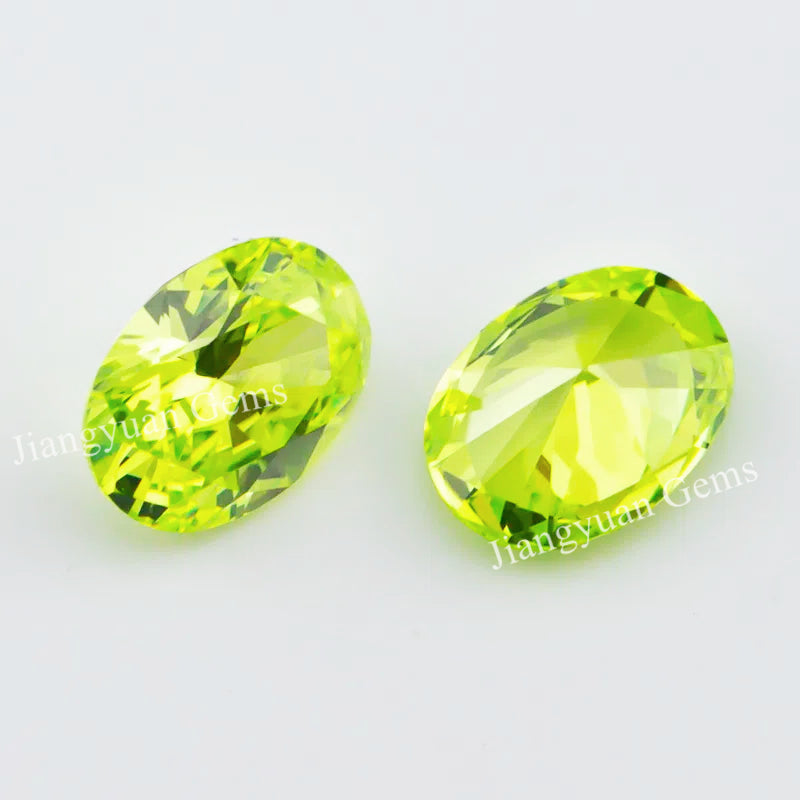 Size 3x5mm~10x12mm 5A Oval Cut Apple Green Cubic Zirconia Stone Loose CZ Synthetic Gemstone for Jewelry Making