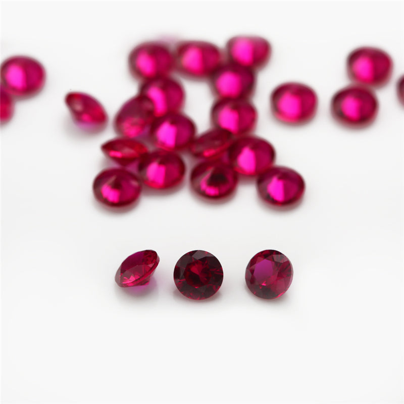 Size 1.0~3.0mm Round Cut 8# Red Stone Loose Corundum Synthetic Gemstone for Jewelry