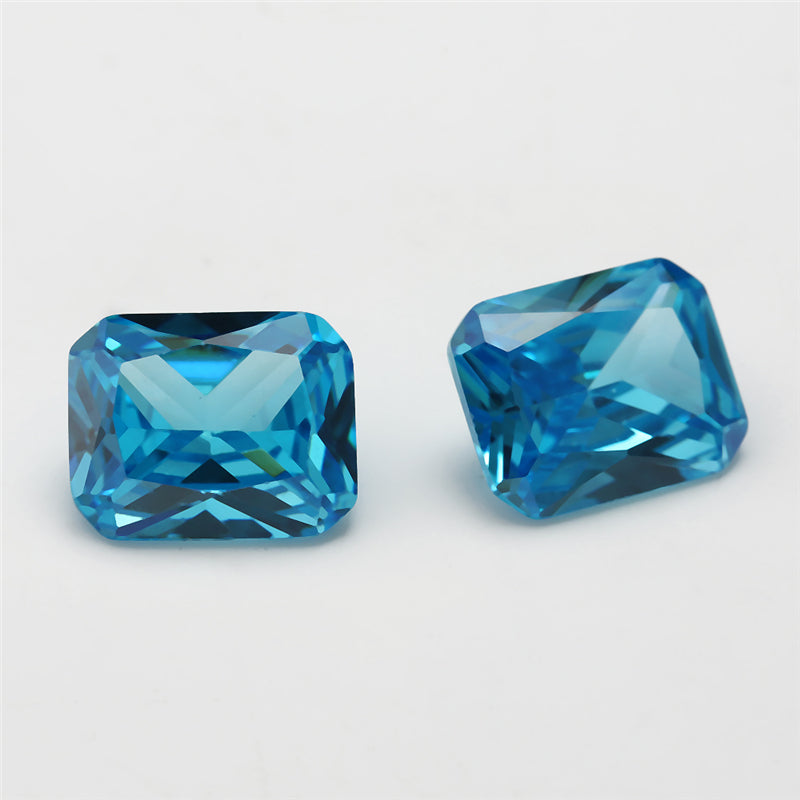Size 4x6-10x12mm 5A Octangle Cut Sea Blue CZ Stone Loose Cubic Zirconia Synthetic Gemstone for Jewelry Making
