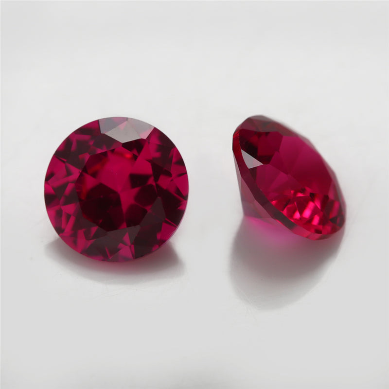 Size 3.5~10.0mm Round Cut 5# Red Stone Loose Corundum Synthetic Gemstone for Jewelry