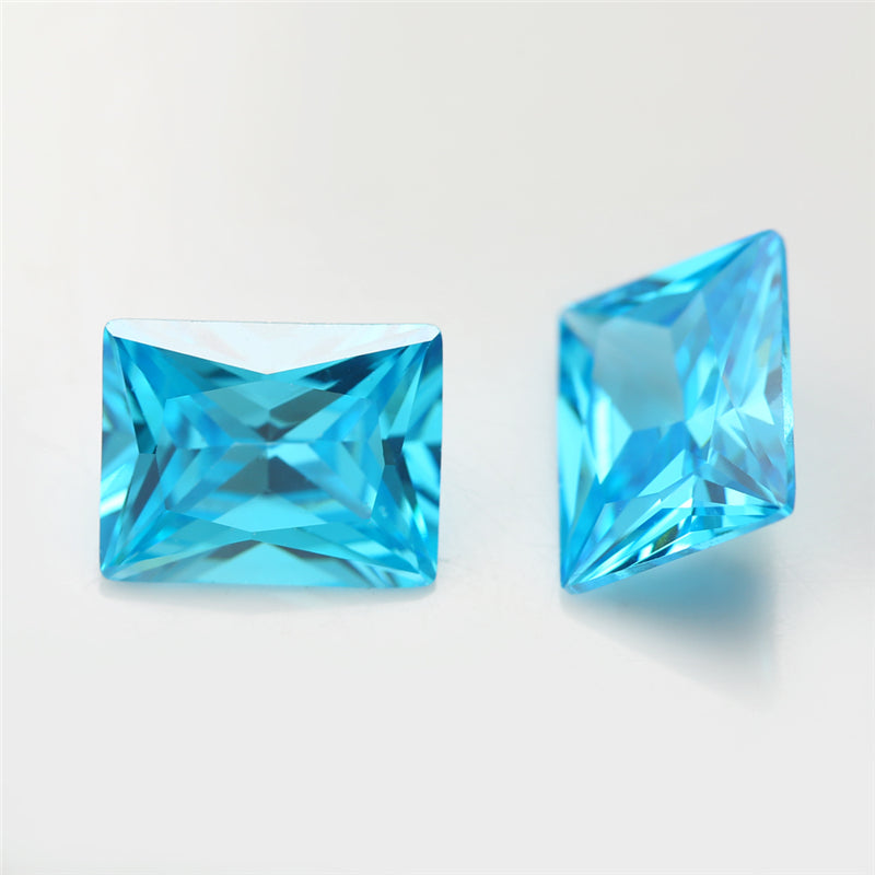 Size 3x5-9x11mm 5A Rectangle Cut Sea Blue CZ Stone Loose Cubic Zirconia Synthetic Gemstone for Jewelry Making