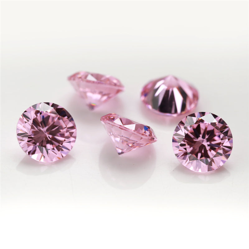 Size 0.8~12.0mm 5A Round Cut Pink CZ Stone Loose Cubic Zirconia Synthetic Gemstone for Jewelry