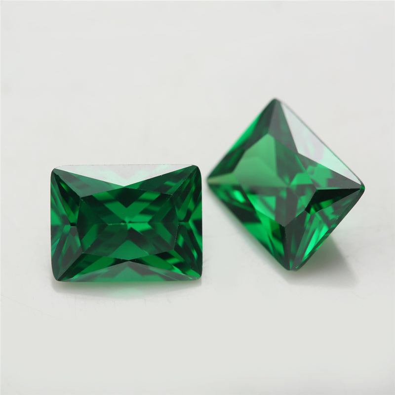 Size 3x5-9x11mm 5A Rectangle Cut Green CZ Stone Loose Cubic Zirconia Synthetic Gemstone for Jewelry Making