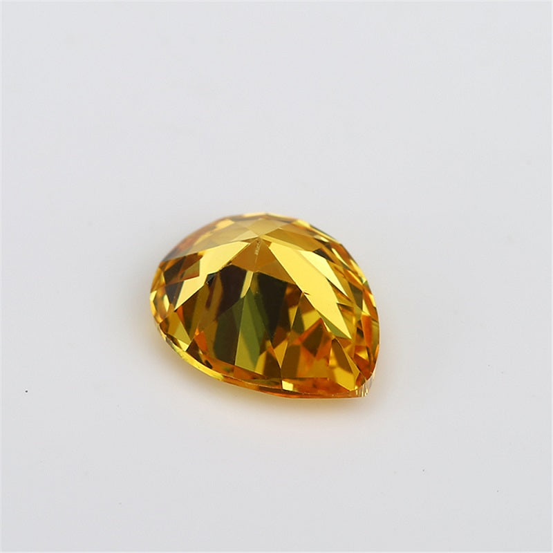 Size 3x5~10x12mm 5A Pear Cut Golden Yellow CZ Stone Loose Cubic Zirconia Synthetic Gemstone for Jewelry