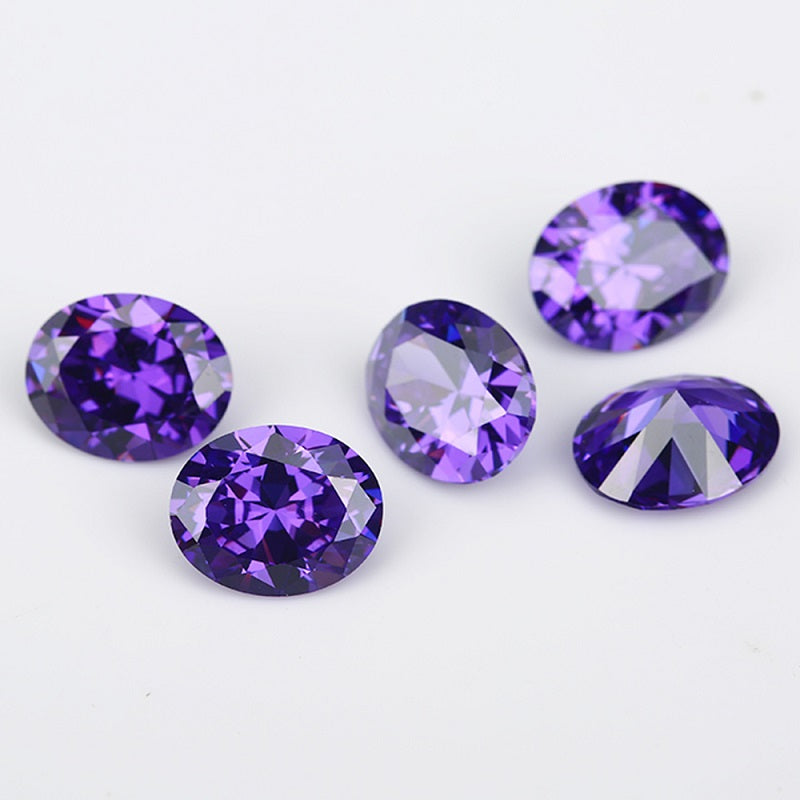 Size 3x5mm~10x12mm Oval Cut Cubic Zirconia Stone White Lavender Violet Tanzanite SeaBlue Mix 5 Color 5A Loose CZ Stones Synthetic Gemstone for Jewelry Making