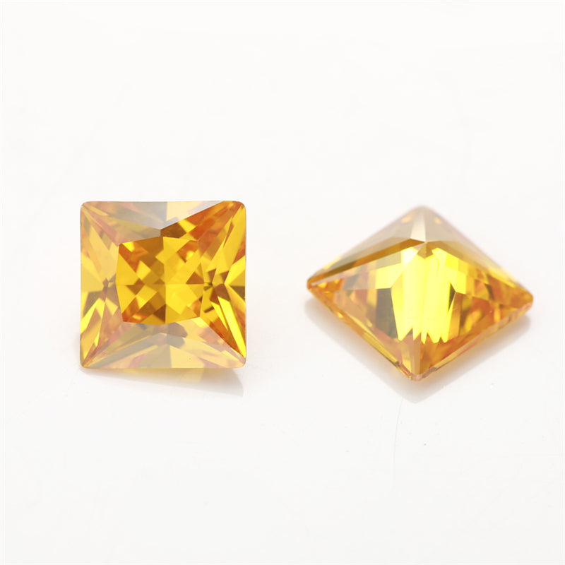 50pcs 1.5x1.5~10x10mm 5A Square Princess Cut Golden Yellow CZ Stone Loose Cubic Zirconia Synthetic Gemstone for Jewelry