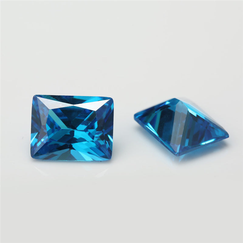 Size 3x5-9x11mm 5A Rectangle Cut Deep Sea blue CZ Stone Loose Cubic Zirconia Synthetic Gemstone for Jewelry Making