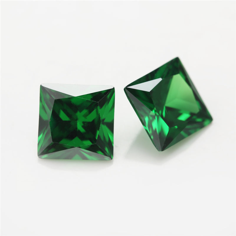 Size 3x3-10x10mm 5A Square Princess Cut Green CZ Stone Loose Cubic Zirconia Synthetic Gemstone for Jewelry Making