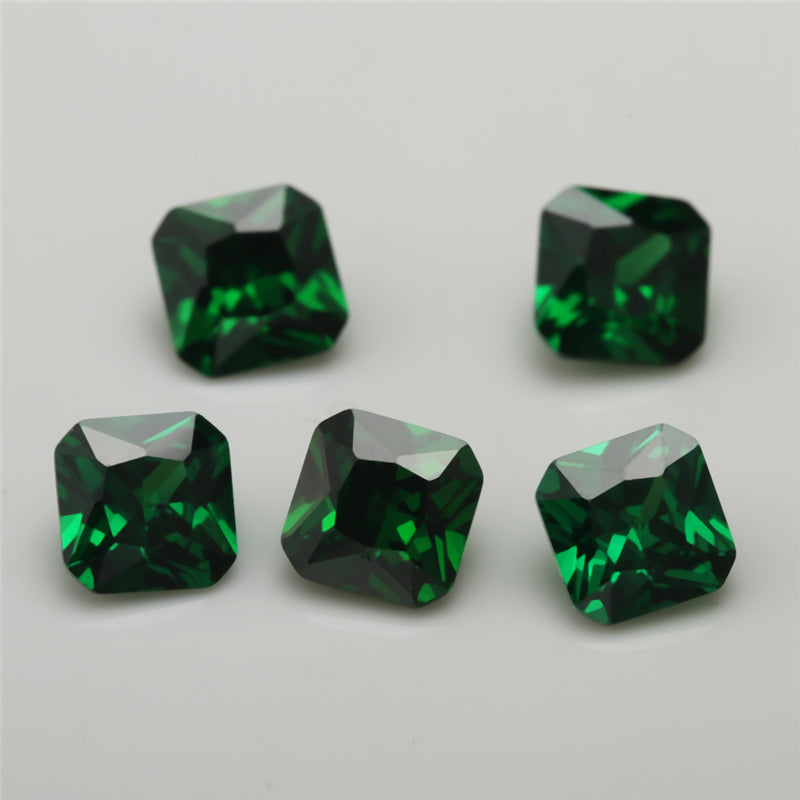 Size 3x3-10x10mm 5A Square Octangle Cut Green CZ Stone Loose Cubic Zirconia Synthetic Gemstone for Jewelry