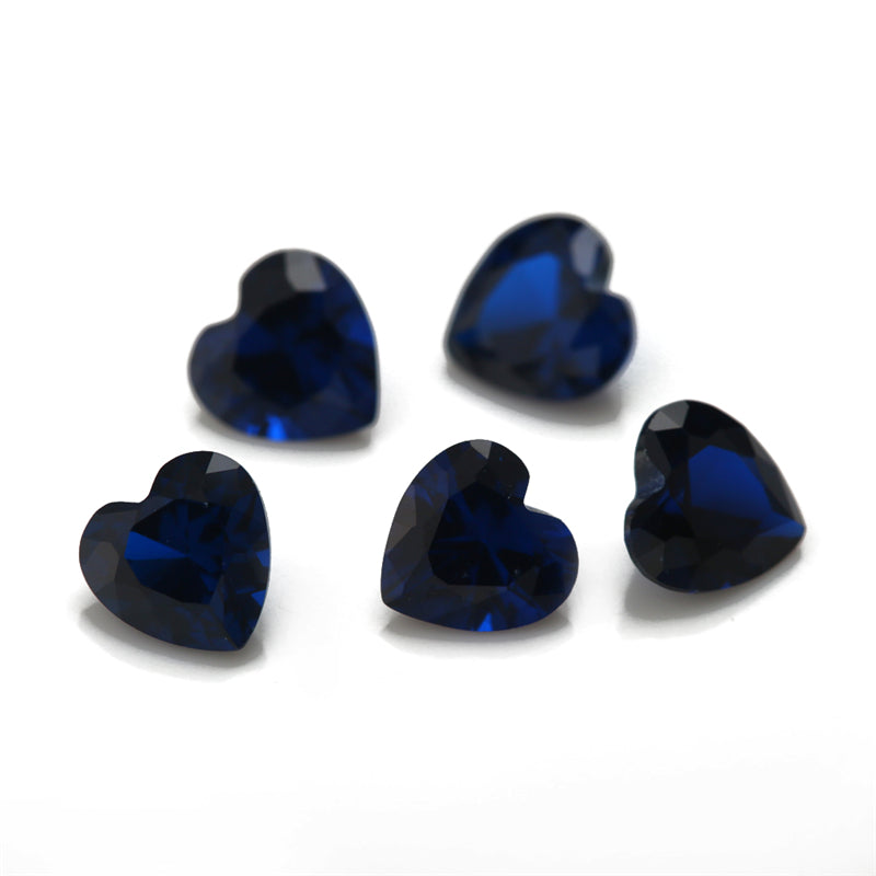 Size 3x3~10x10mm Heart Cut 114# Color Blue Stone Loose Spinel Synthetic Gemstone for Jewelry
