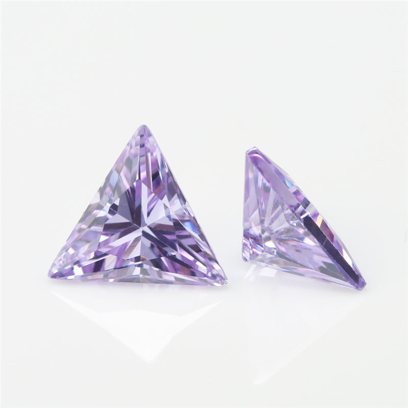50pcs 3x3~10x10mm 5A Triangle Cut Cut Lavender Color CZ Stone Loose Cubic Zirconia Synthetic Gemstone for Jewelry