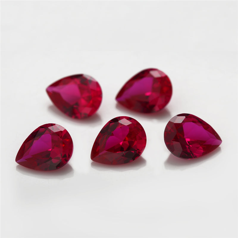 Size 3x5~13x18mm Pear Cut 5# Red Stone Loose Corundum Synthetic Gemstone for Jewelry
