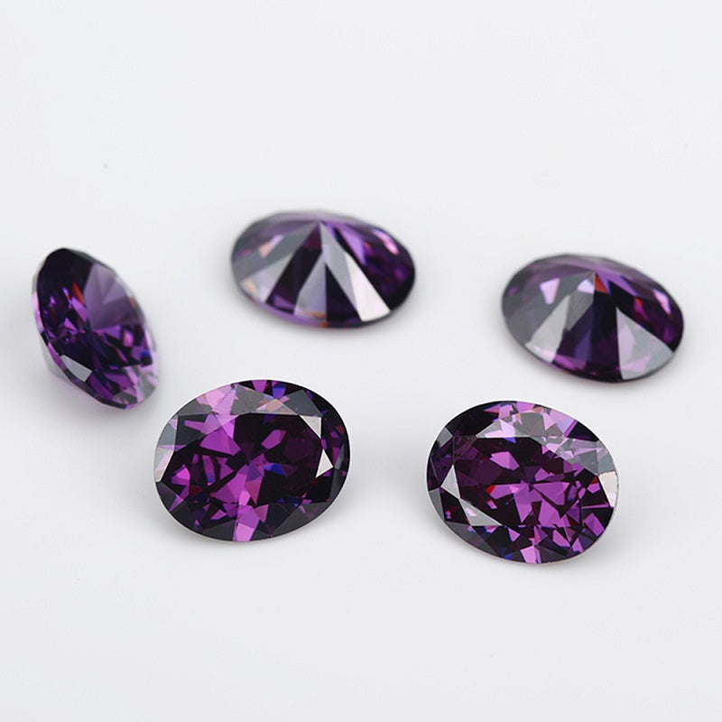 Size 3x5mm~10x12mm Oval Cut Cubic Zirconia Stone White Garnet Amethyst Green SeaBlue Mix 5 Color 5A Loose CZ Stones Synthetic Gemstone for Jewelry Making