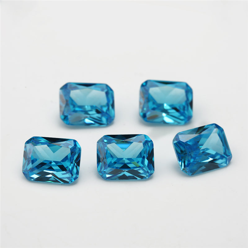 Size 4x6-10x12mm 5A Octangle Cut Sea Blue CZ Stone Loose Cubic Zirconia Synthetic Gemstone for Jewelry Making