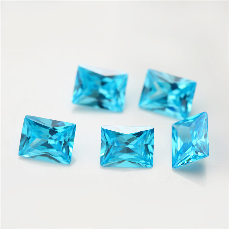 Size 3x5-9x11mm 5A Rectangle Cut Sea Blue CZ Stone Loose Cubic Zirconia Synthetic Gemstone for Jewelry Making